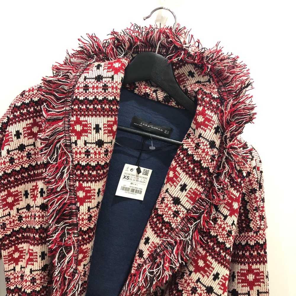 Zara red fringed jacket - Picture 9 of 11